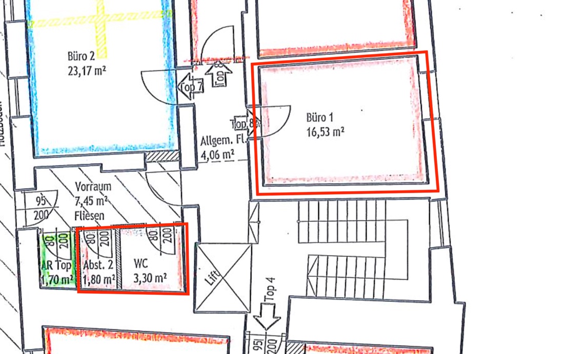 Grundriss des Büroraums am Hauptplatz 2